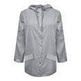 thumbnail image 2 of Mifelio Rain Jacket Women Solid Rain Jacket Outdoor Plus Size Hooded Windproof Loose Coat Water Proof Jackets for Women Grey S, 2 of 8