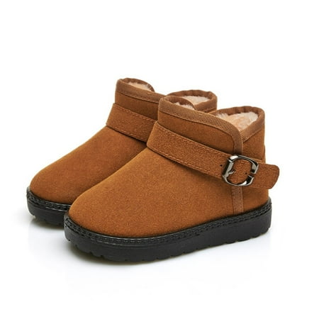 

Winter Children Kids Baby Girls Candy Color Warm Short Boots Snow Bootie Shoes Brown 26