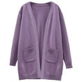 thumbnail image 5 of Mepaouo Girls Cardigans Open Front Long Sleeve Casual Sweater Kids Knit Clothes Coats with Pockets Purple 5-6 Years, 5 of 6