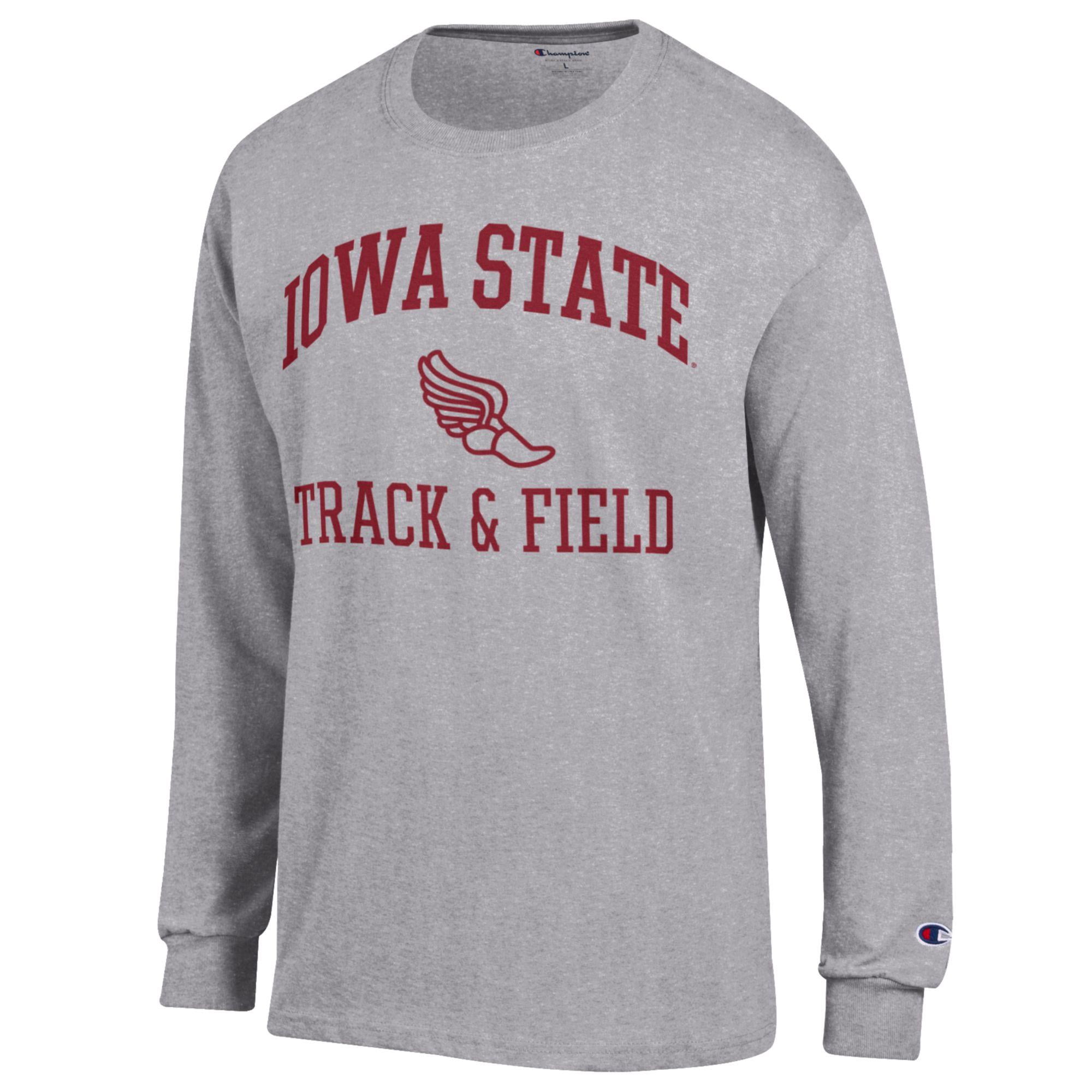 Men's Champion  Gray Iowa State Cyclones Track & Field Icon Long Sleeve T-Shirt