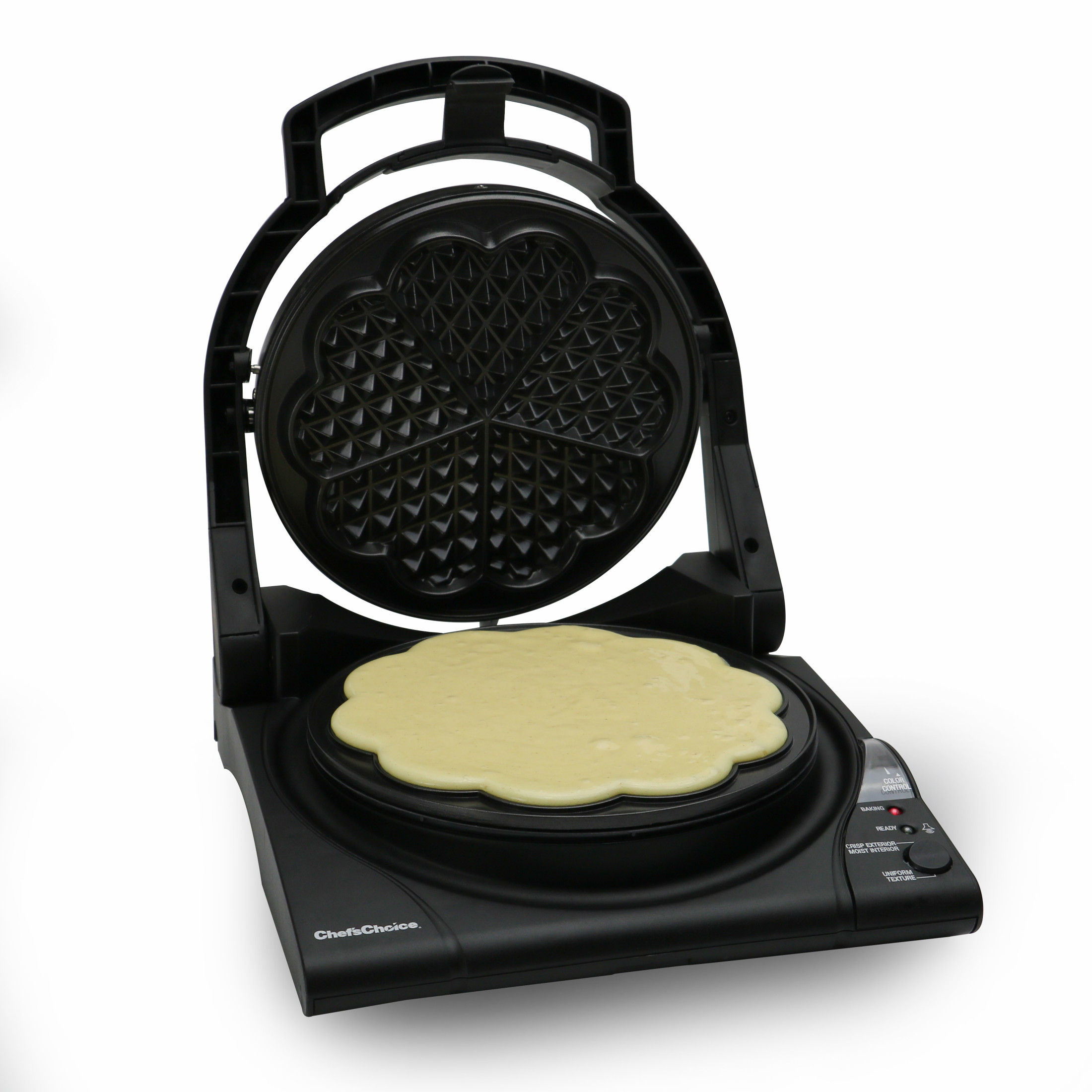 Chef'sChoice WafflePro Model 840 Taste/Texture Select Traditional Five-of-Hearts Waffle Maker, in Black (8400000)