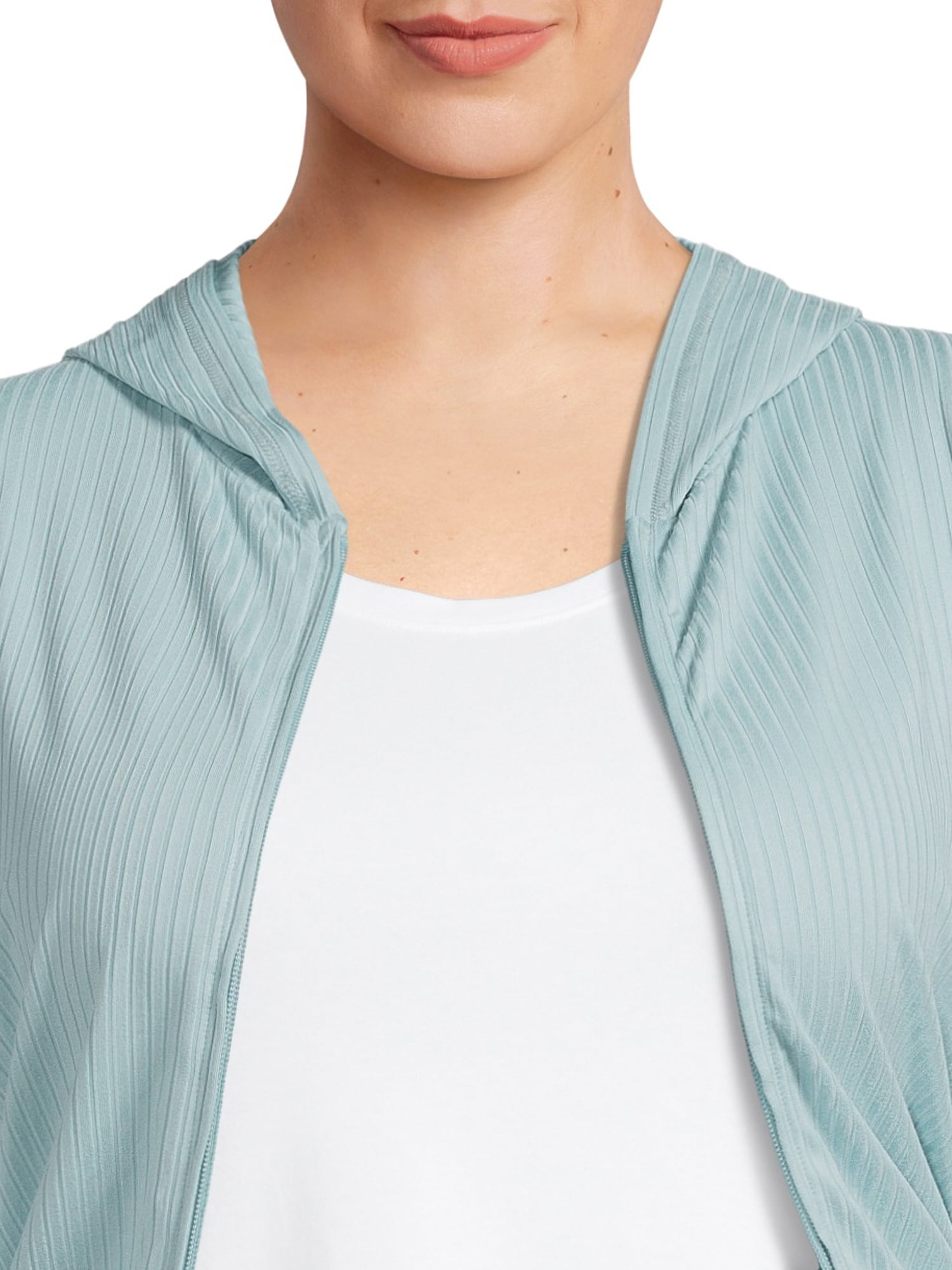 Secret Treasures Women's Ribbed Full Zip Hoodie and Pants Set, 2-Piece