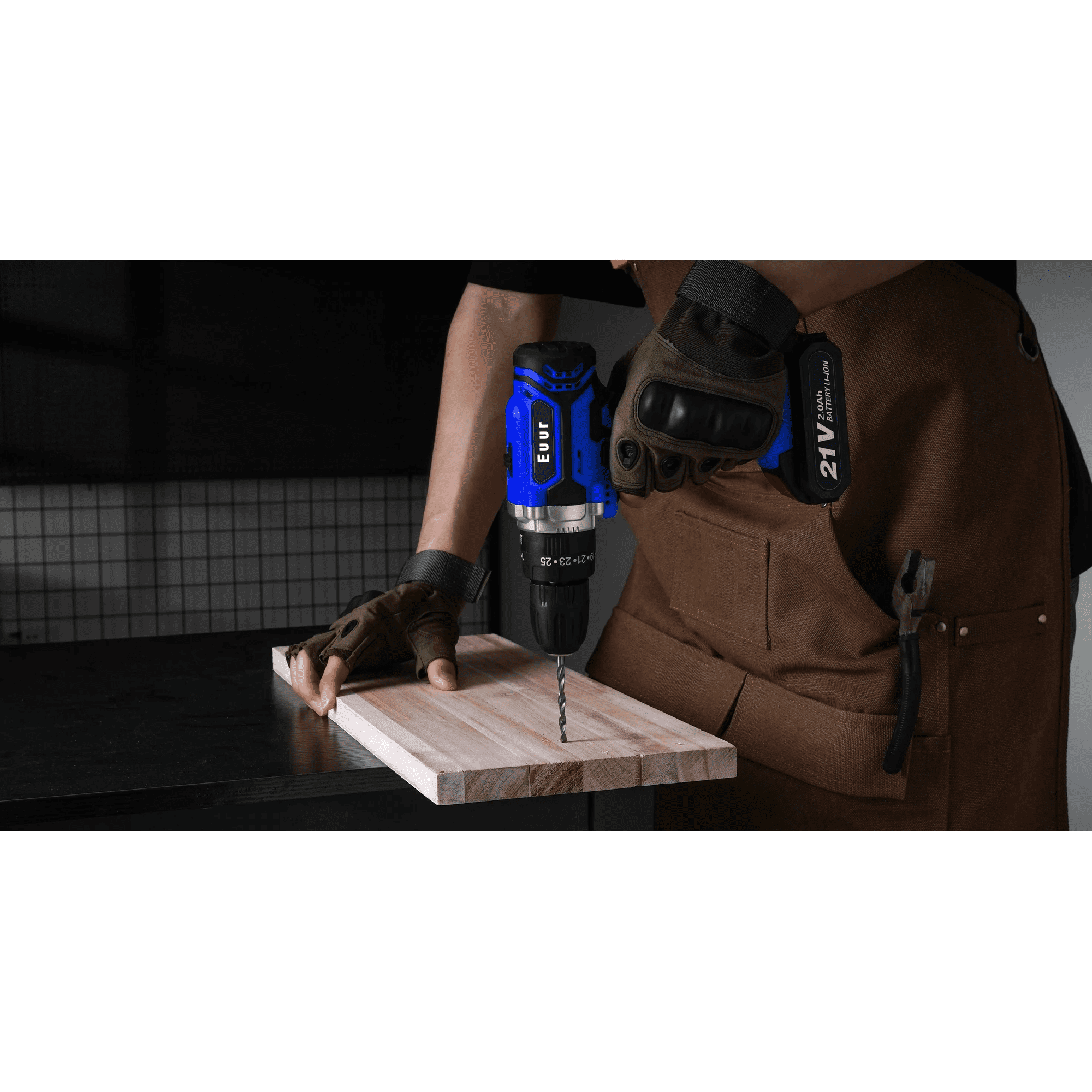 Euur Cordless Drill, 21V Power Drill Set, 25+1 Position Adjustable Torque Electric Drill, 2-Speed Transmission For Screwdriving And Drilling, Blue