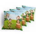 thumbnail image 5 of Ambesonne Cartoon Throw Pillow Cover 4 Pack, Print 3 Monkeys Savannah, 16", Pale Blue Brown and Green, 5 of 7