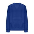 thumbnail image 6 of Women Long Sleeve Pullover Jumper Sweatshirt Cotton Casual Solid Crew Neck Pockets Workout Tunic Tops Loose Fit (Medium, Blue), 6 of 6
