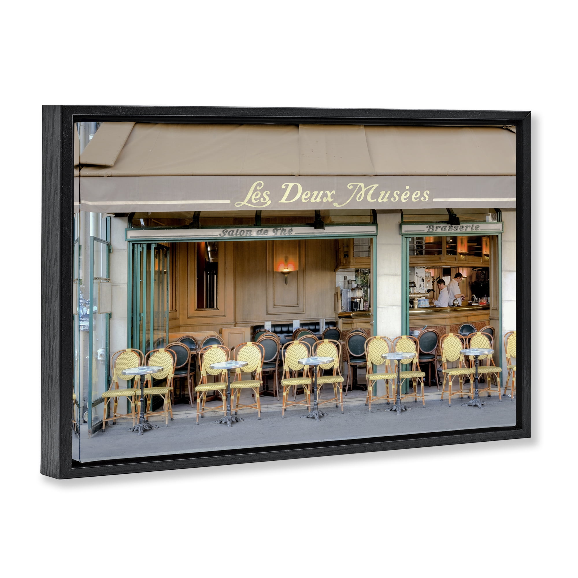 Stupell Industries Parisian Outdoor Seating Cafe Black Framed Floater Canvas Wall Art, design by Alan Blaustein