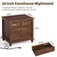 thumbnail image 2 of Farmhouse Nightstand with Charging Station & 24" Top,Bedside Table with 3 Drawers,Modern End Side Table for Bedroom, Brown, 2 of 7