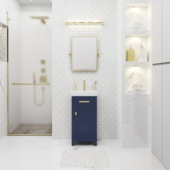 Water Creation Mia 18" Wood Single Bathroom Vanity in Monarch Blue/Gold