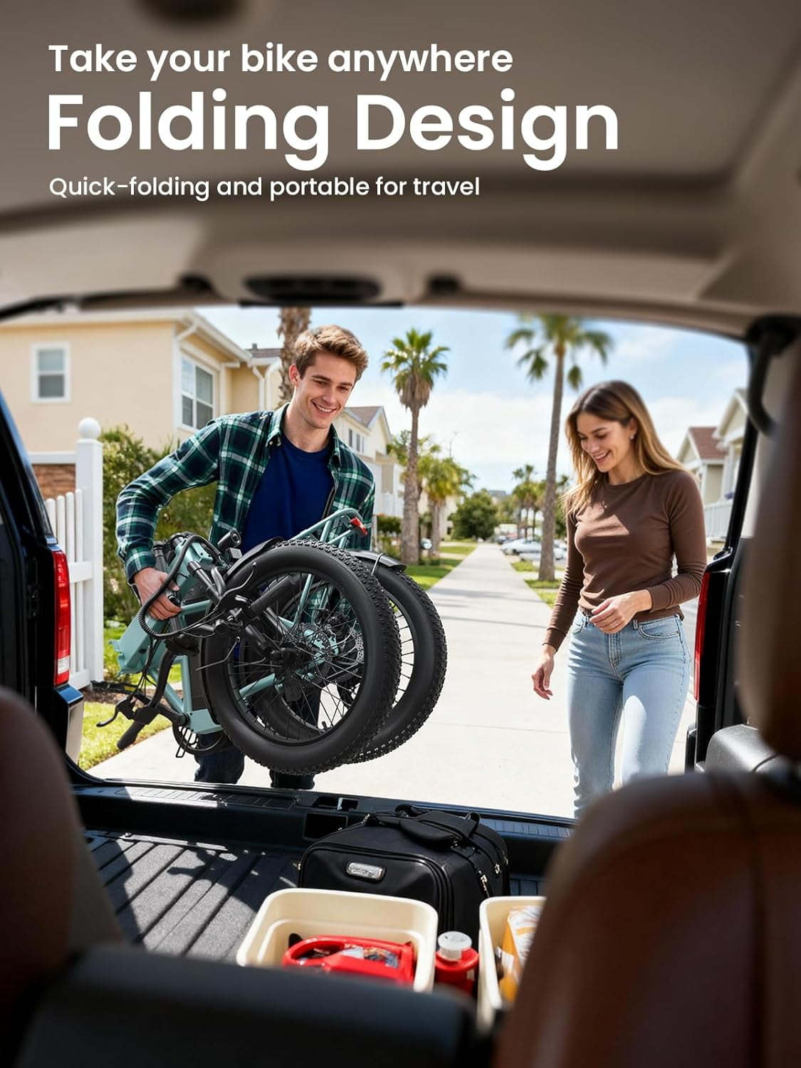 Folding Electric Bikes for Adults 1000W Peak Motor up to 70 Miles Range 28 mph Max Speed 20" x 3.0" Fat Tire Foldable Ebikes 48V 13.5AH Removable Battery 7-Speed E-Mountain Bikes, UL2849 by SGS