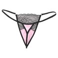 thumbnail image 4 of Ropa interior de satén Sissy para hombre, bragas transparentes de retazos de encaje, cintura elástica, Tanga con espalda en T, suspensorio de tiro bajo, 4 of 4