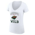 thumbnail image 2 of Women's G-III 4Her by Carl Banks White Minnesota Wild Super-Slim Fit Lightweight Team Logo Graphic V-Neck T-Shirt, 2 of 3