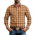 thumbnail image 3 of GrmtClth Men's Casual Shirts Long Sleeve Button Down Plaid Shirt Jacket Vintage Lightweight for All Season Cowboy Work Shirts with Pocket L, 3 of 8