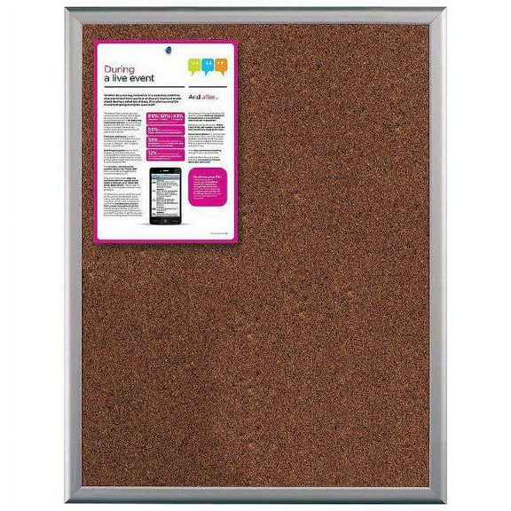 Cork Bulletin Board 18"w x 24"h Viewable Area Silver Frame
