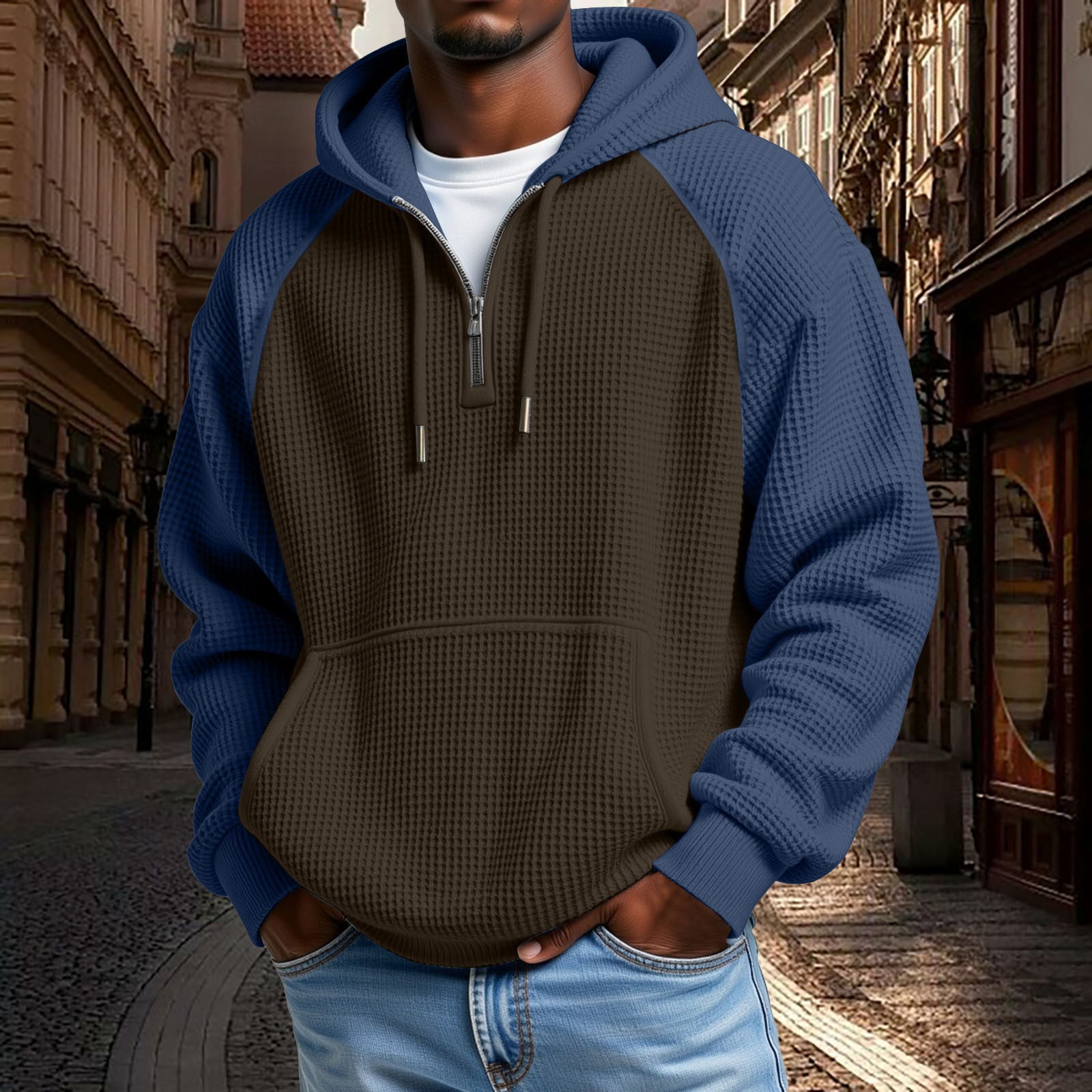 Migroa Mens Half Zip Hoodie Long Sleeve, Men's Half Zip Hoodie