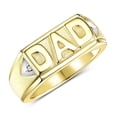 thumbnail image 3 of RYLOS Yellow Gold Plated Silver Classic Designer DAD Ring, embellished with  Diamonds. Explore our exclusive collection of Men's Silver Rings,  Size 9, 3 of 6