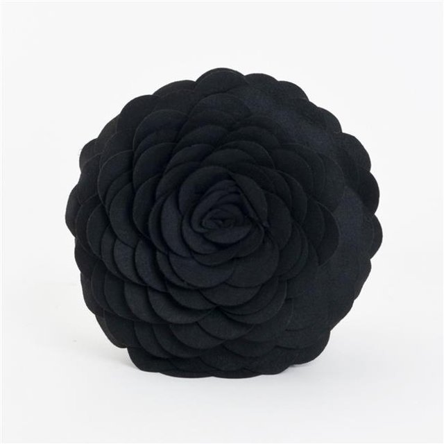 SARO FT095.BK13R Coussin Décoratif Rond Circulaire Multicolore à Fleurs de 13 Po - Noir