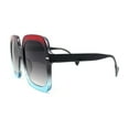 thumbnail image 3 of Womens Mod Thick Plastic Rectangle Butterfly Designer Sunglasses Red Blue - Smoke, 3 of 4