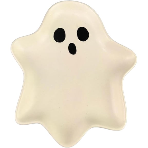 Ghost Serving Tray Plates Ceramic Halloween Candy Dish Candy Bowl Cute Spooky White Ghosts Decorative Serving Platter for Dessert Cheese Snack