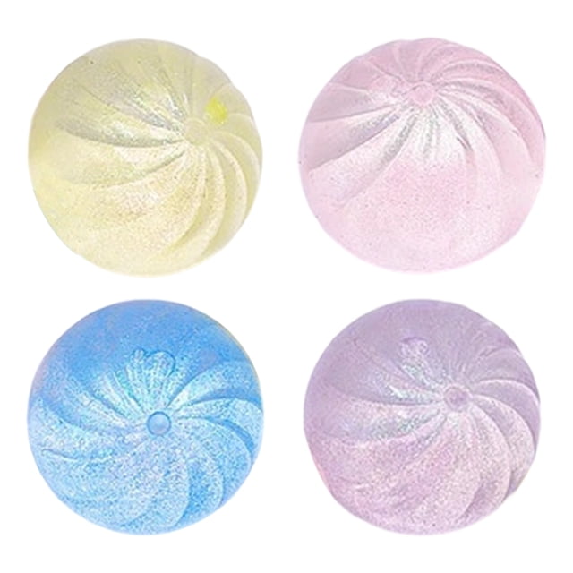 HICESS 4Pcs Clear Steamed Bun Toy Stress Relief Slow Rising Small Dumpling Sensory Toy Hand Relaxation Soft Dough Ball Squeeze Fidget Toy