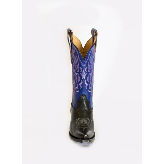 Women's Leather Purple Floral Mid-Calf Boots