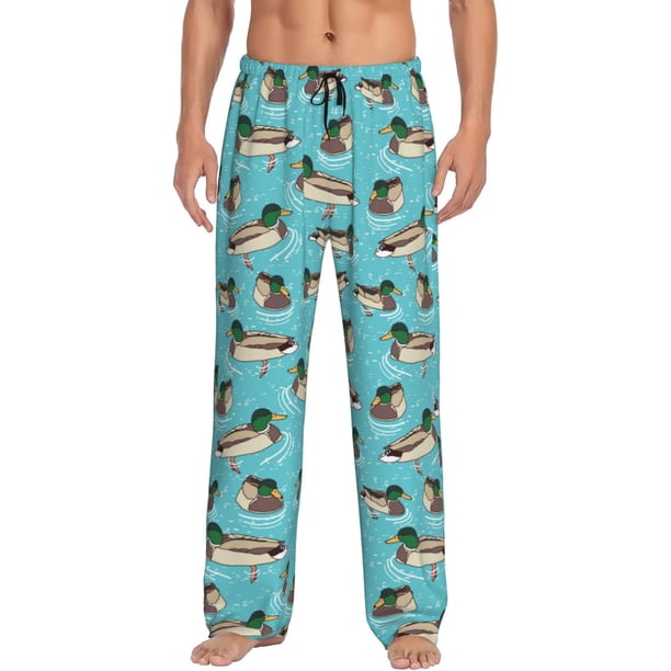 Fotbe Mallard Ducks Swimming In The Lake Pantalones de Pijama para Hombre, Pantalones de Dormir, Pantalones de Casa con Cintura Ajustable y Bolsillos-Large