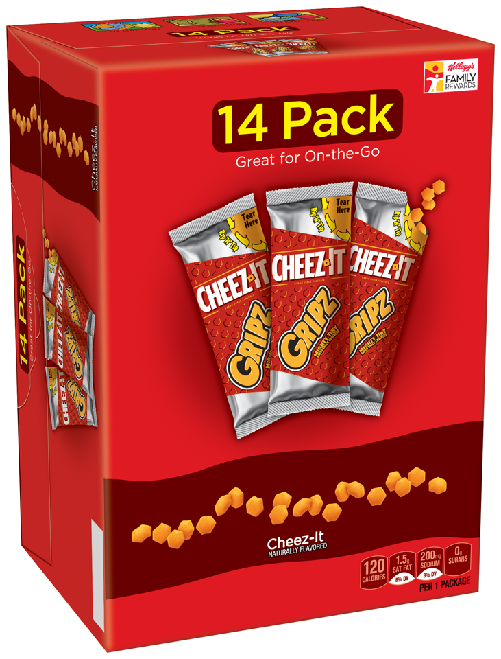 CheezIt Gripz Baked Snack Crackers, 25g, 14 Count, 4 Pack Walmart