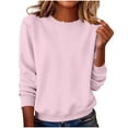 thumbnail image 4 of safuny Sweatshirt For Womens Long Sleeve Crewneck Fleece Pullover Lightweight Solid Color Casual Sweatshirt Tops Pink _s XL, 4 of 8