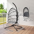 thumbnail image 3 of Outsunny Hanging Egg Chair with Stand, Foldable Swing Chair, Dark Grey, 3 of 10