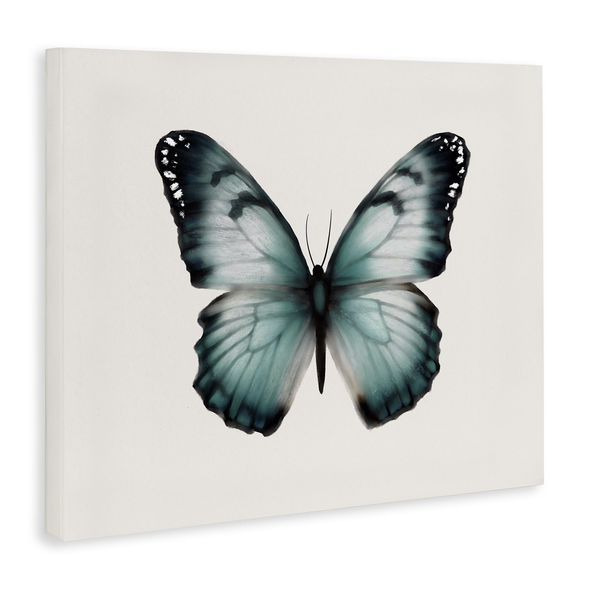 Stupell Industries Teal Symmetrical Butterfly Animals Painting Wrapped Canvas Art Print Wall Art, 40 x 30
