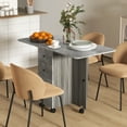 thumbnail image 2 of HOMCOM Foldable Dining Table, Drop Leaf Table on Wheels, Weathered Grey Oak, 2 of 10