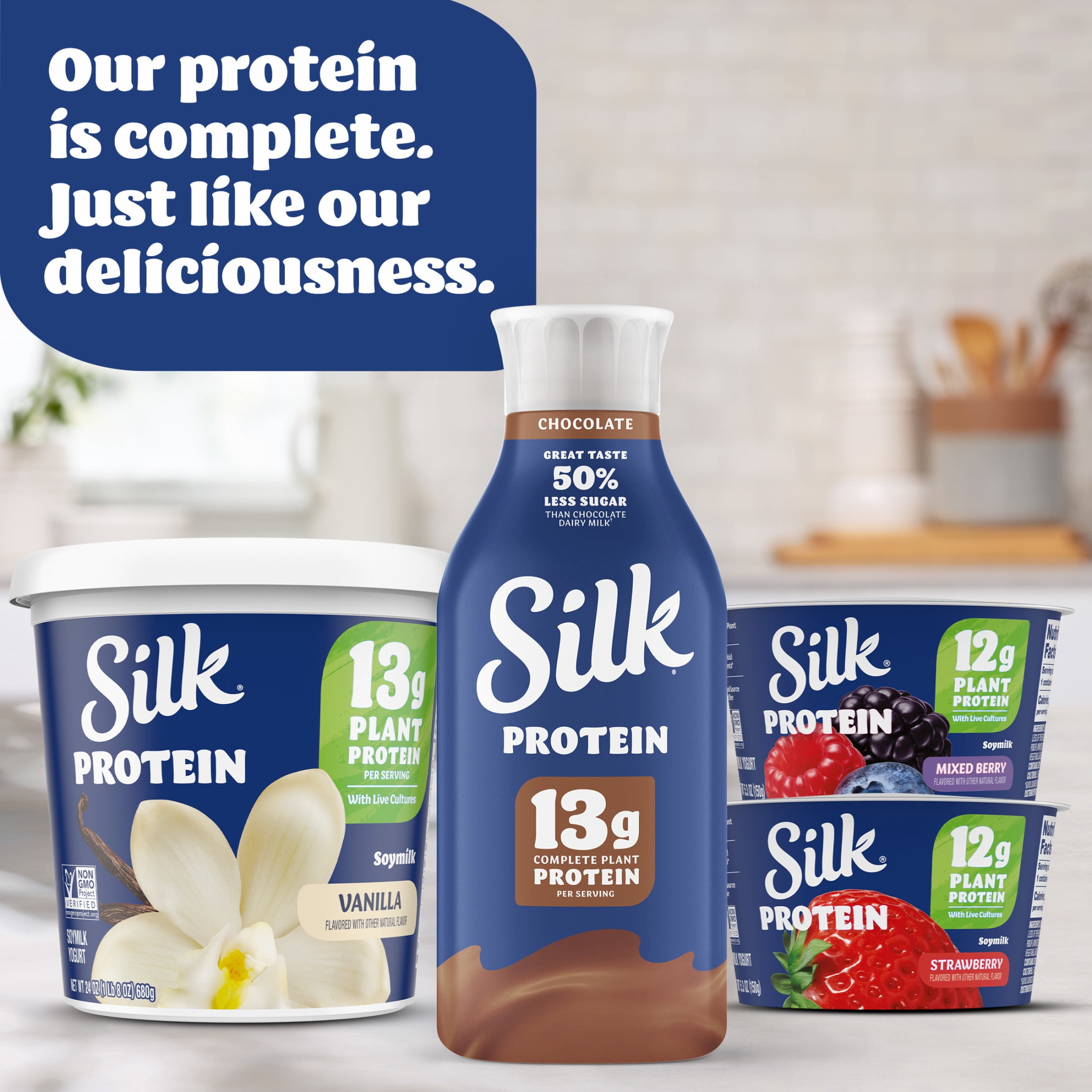 Silk Protein Vanilla Soy Milk Yogurt Tub, Plant-Based with 13g Protein, 4g Fiber, 24 oz