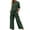 Green, variant on Womens Pant Suit Short Sleeve Cotton And Linen Summer Matching Half Wide Leg Retro Set Of Two Piece Sets for Women
