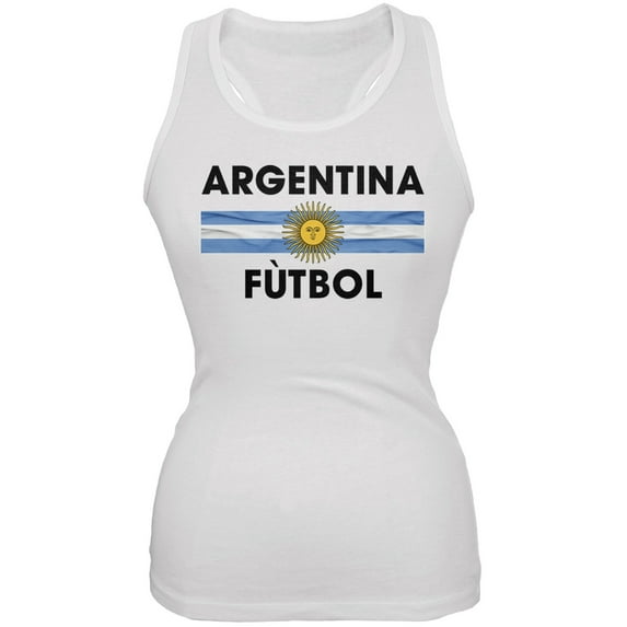 World Cup Argentina Crest White Futbol Soccer Juniors Tank Top - X-Large