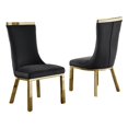 thumbnail image 1 of Black Velvet Upholstered Side Chair with Gold Stainless Steel Legs, 1 of 2