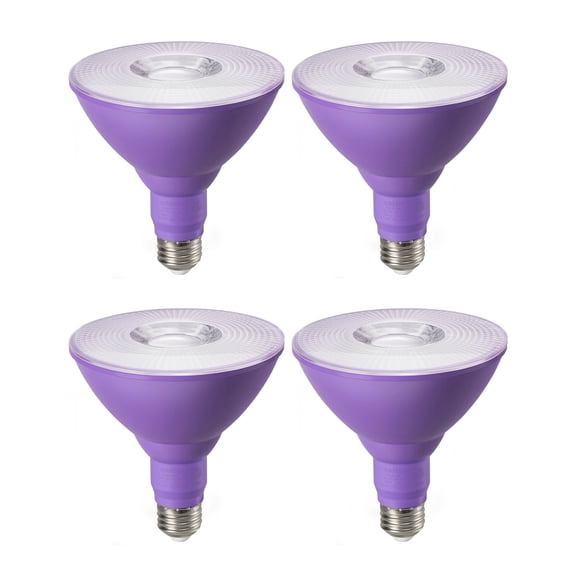 EDISHINE 4 Pack LED Par38 Outdoor Flood Purple Light Bulbs, 18W (120W Equivalent), Dimmable, E26 Base Purple LED Lights, Halloween Decortion