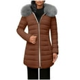 thumbnail image 4 of HOMBOM Womens Winter Coats Parka Fleece Lined Heavy Thermal Quilted Overcoats for Women Faux Fur Removable Hood, 4 of 5