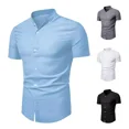 thumbnail image 2 of Camisa Hombre Manga Corta Corte Pegado Strech Cuello Mao G, 2 of 5