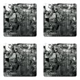 thumbnail image 1 of Industrial Coaster Set of 4, Modern Times Detail of Rusted Machine in Factory Physical Equipment Process, Square Hardboard Gloss Coasters, Standard Size, Black and White, by Ambesonne, 1 of 2