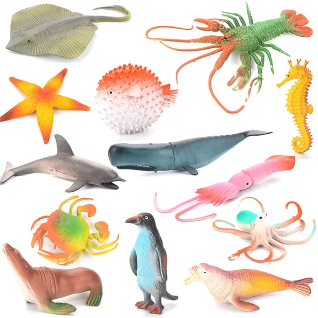 21 Pcs Jouet Animal Océan Assorti Jouet Animal Marin Artificiel Figurine Animal Marin