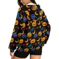 thumbnail image 2 of COEQINE Full Zip Up Women's Hoodie Sweatshirts Fashion Y2K Casual Wear Long Sleeve with Pockets Pumpkin Moon Star and Bat Sweater Print Fall Winter Oversized Outfits, M, 2 of 7