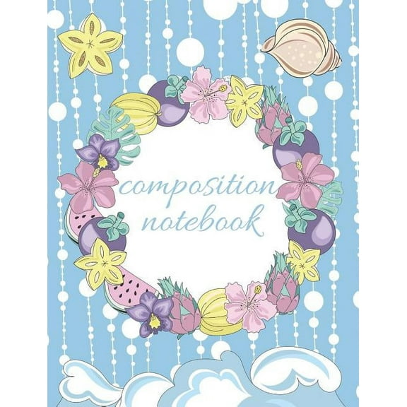Composition Notebook: Tropical Beach Design, Collage Ruled Pages (Paperback)