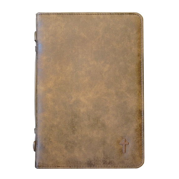 Bible Cover Suede Look Brown Cross XL NEW