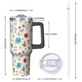 thumbnail image 2 of 40oz Pioneer Flower Floral Print Pattern Insulated Tumbler with Handle, BPA-Free Leak Proof Lid and Straws, Double Wall Vacuum, Hot 12h/Cold 34h, 2 of 6