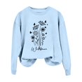 thumbnail image 4 of Conairie Oversized Sweatshirts for Women Flower Printed Fashionable And Retro Crew Neck Cozy Sweaters Casual Style Long Sleeve Pullover Tops Fall Winter Outfits Clothes Light Blue XL, 4 of 4