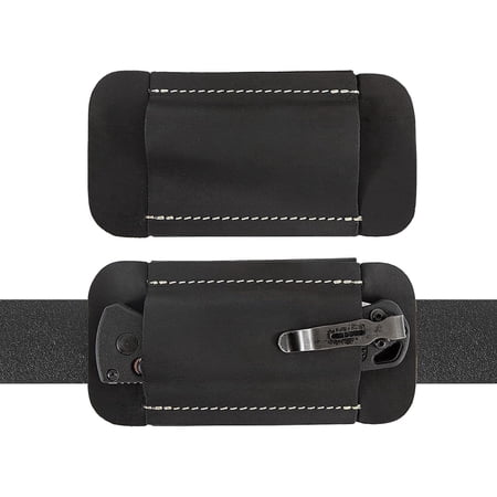 HNYG Leather Knife Sheath for Belt Horizontal Carry Pocket Knife Holder EDC Belt Pocket Organizer for Men Knife Holster for Pocket Folding Knife Black 4.9 x 2.6