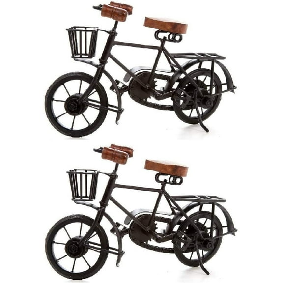 Hosley's Set of 2, Black 11 Inch Long Decorative Tabletop Bicycle