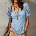 thumbnail image 3 of CHGBMOK Womens Summer Peplum Tops Sqaure Neck Ruffle Sleeve Blouses Fit Flowy Shirts Solid Casual Tees, 3 of 8