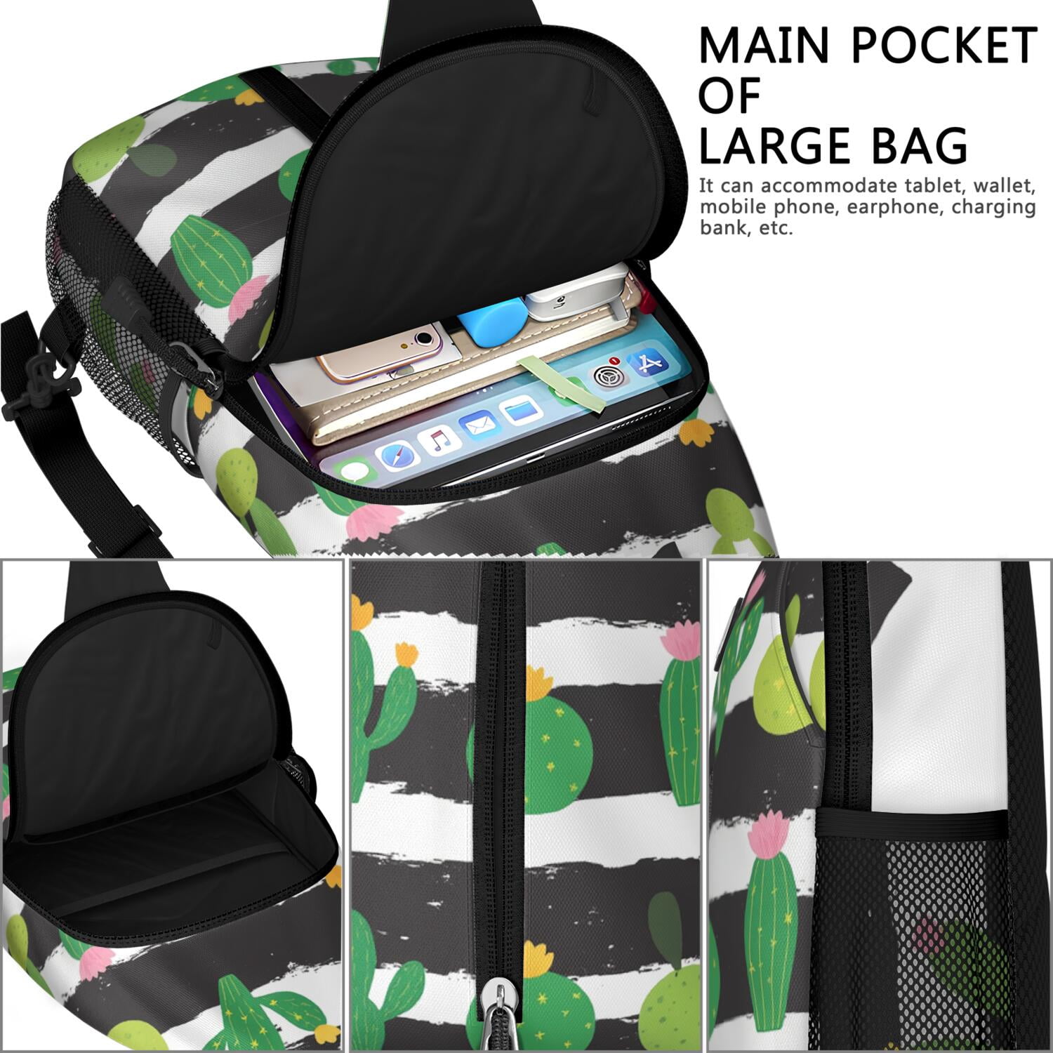 Crossbody Sling Bag Trendy Sling Backpack Cactus Travel Backpack Backpack Purse for Women Men