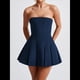 thumbnail image 4 of Vestido Corto Ajustado de Corte A Sin Mangas, Sexy, con Pliegues y Sin Tirantes para Mujer, Estilo Y2K Azul Marino S, 4 of 7