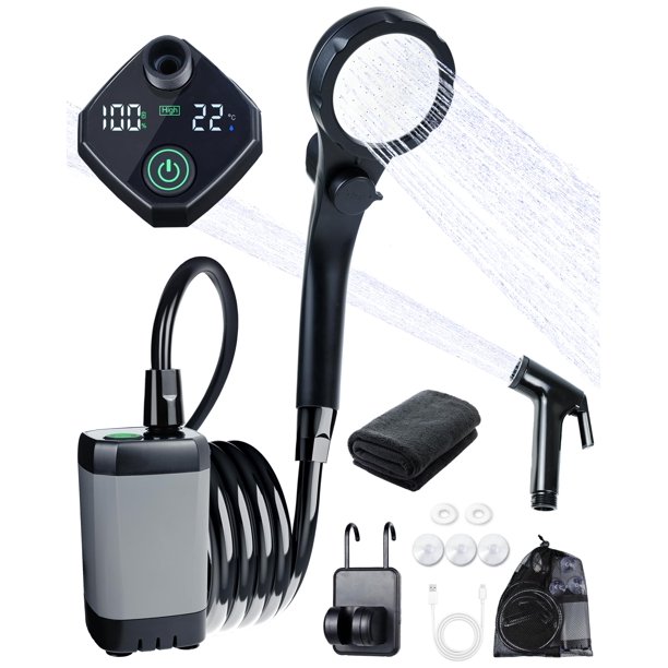 Ducha portátil Beviliu de 6000 mAh con pantalla de temperatura y potencia